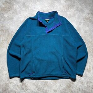 Vintage LL Bean Snap Fleece Pullover – Teal/Purple – Men's XL